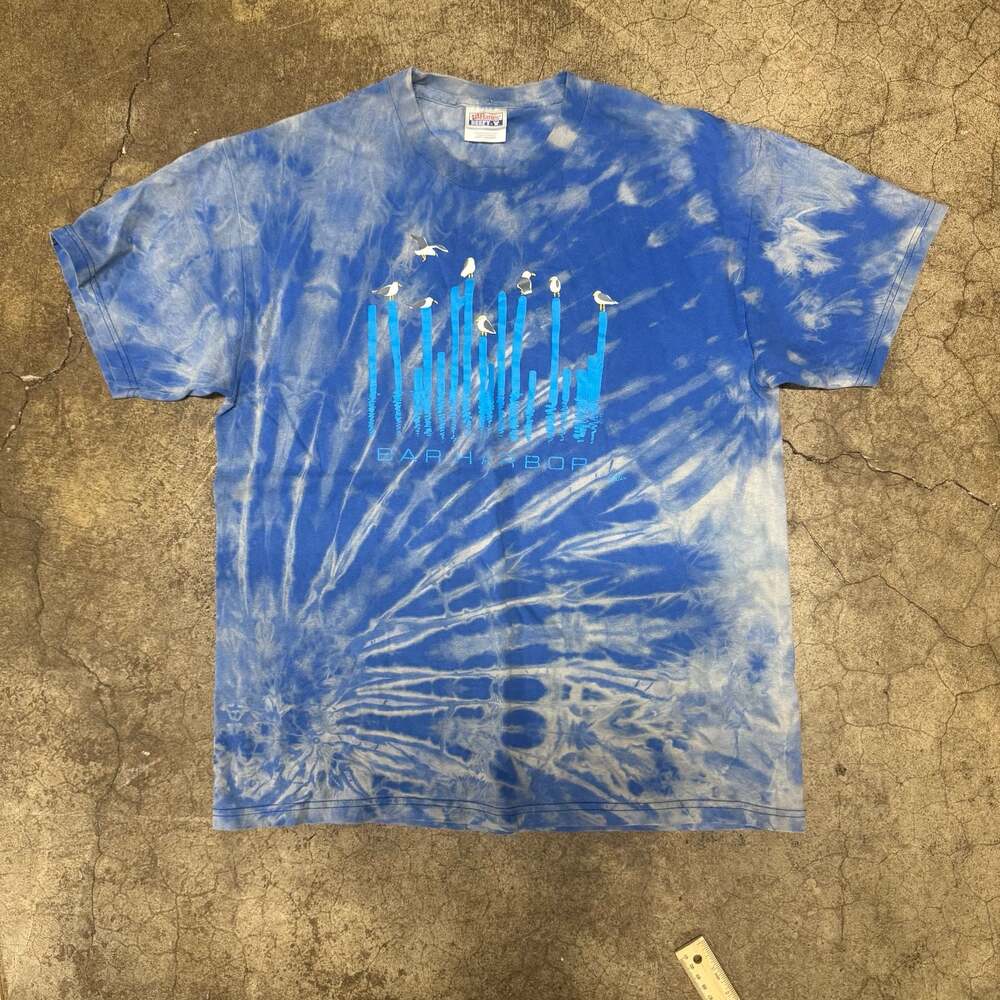 Vintage Hanes Beefy-T Bar Harbor Tie-Dye Seagull Graphic T-Shirt